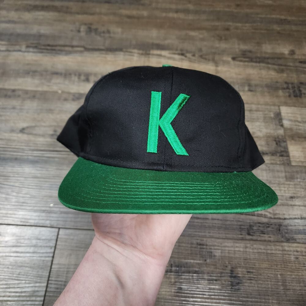 Kool cap Logo black and green hat. Snap back 2A